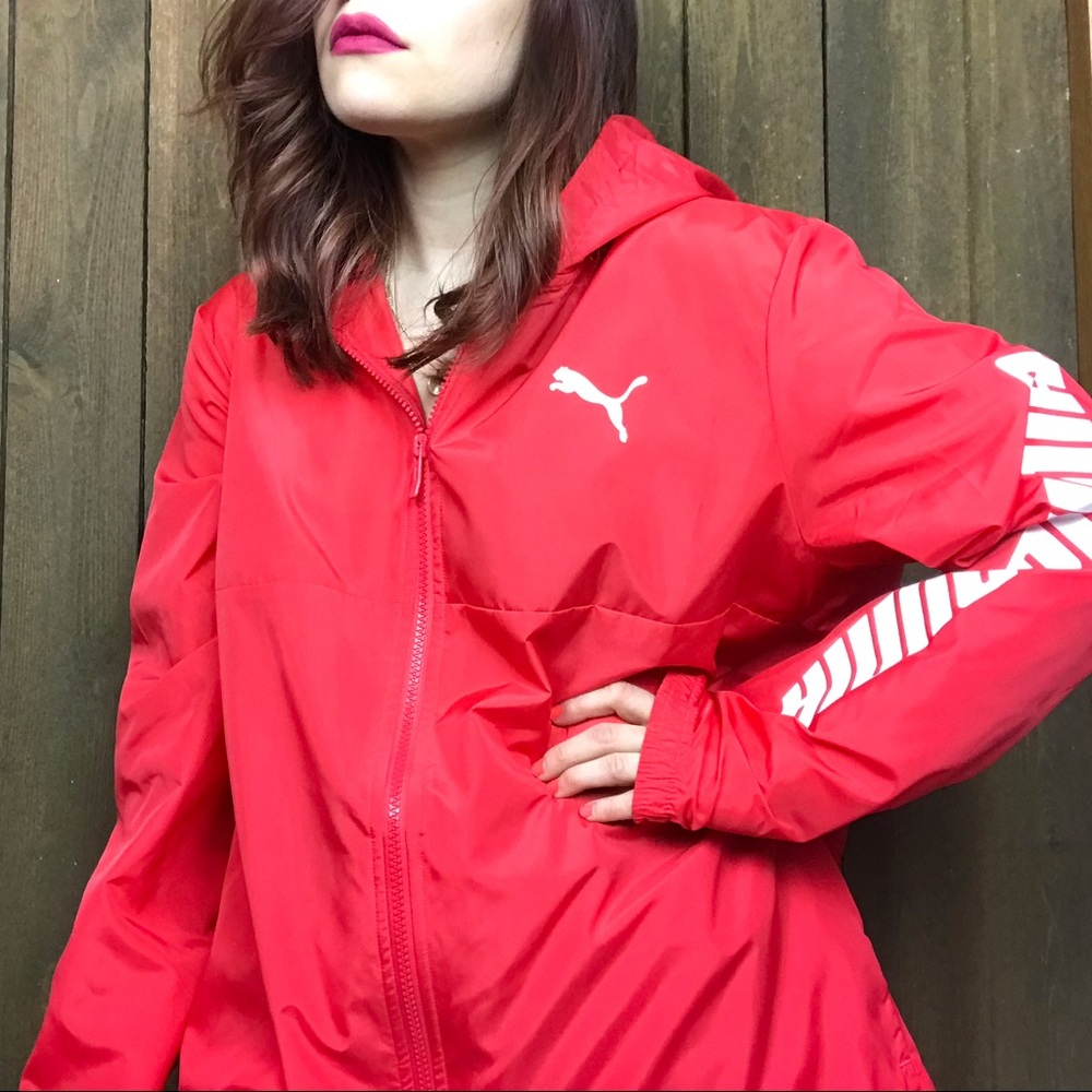 NWOT Puma Red Long Sleeve Hooded Zip Up Jacket